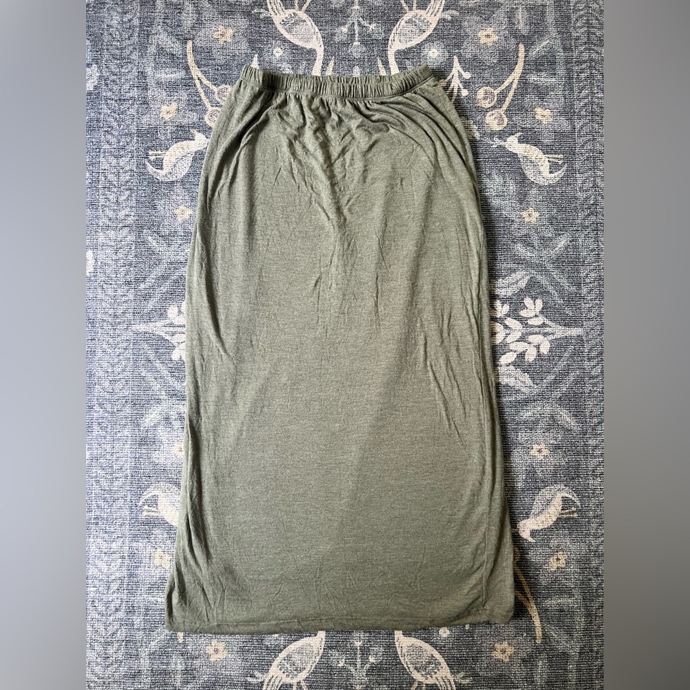 Comfy USA Olive Green Stretch Maxi Pencil  Skirt